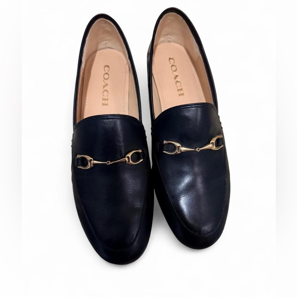 Coach black  Leather Loafers with Gold Detail
